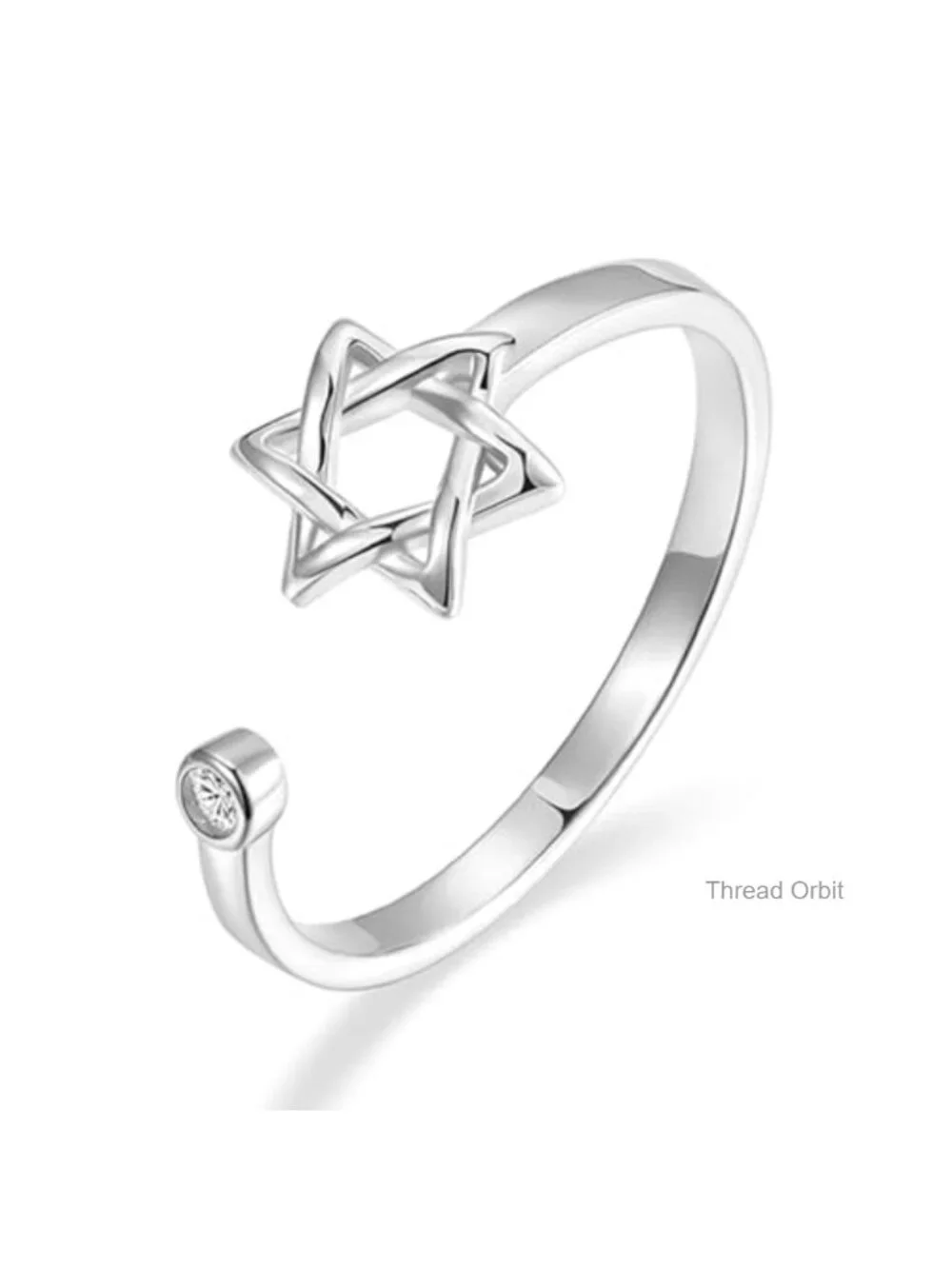 Gold Plated Star of David Zircon Adjustable Ring